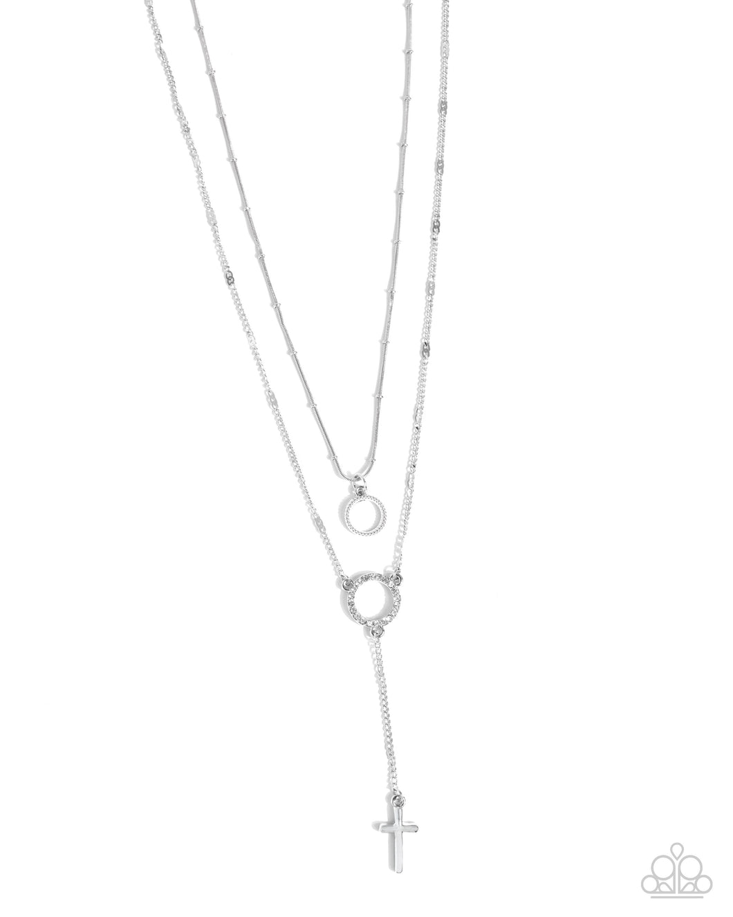 Faithfully Fierce - White (Silver Cross) Necklace