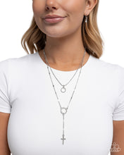 Load image into Gallery viewer, Faithfully Fierce - White (Silver Cross) Necklace
