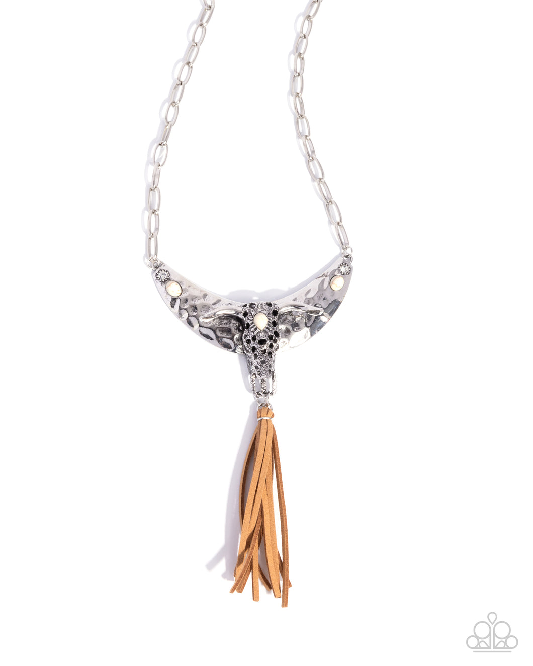 Limitless Longhorn - White Stone (Bull Skull Pendant) Necklace