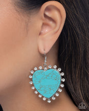 Load image into Gallery viewer, Dazzling Damsel - Blue (Turquoise) Heart Earring
