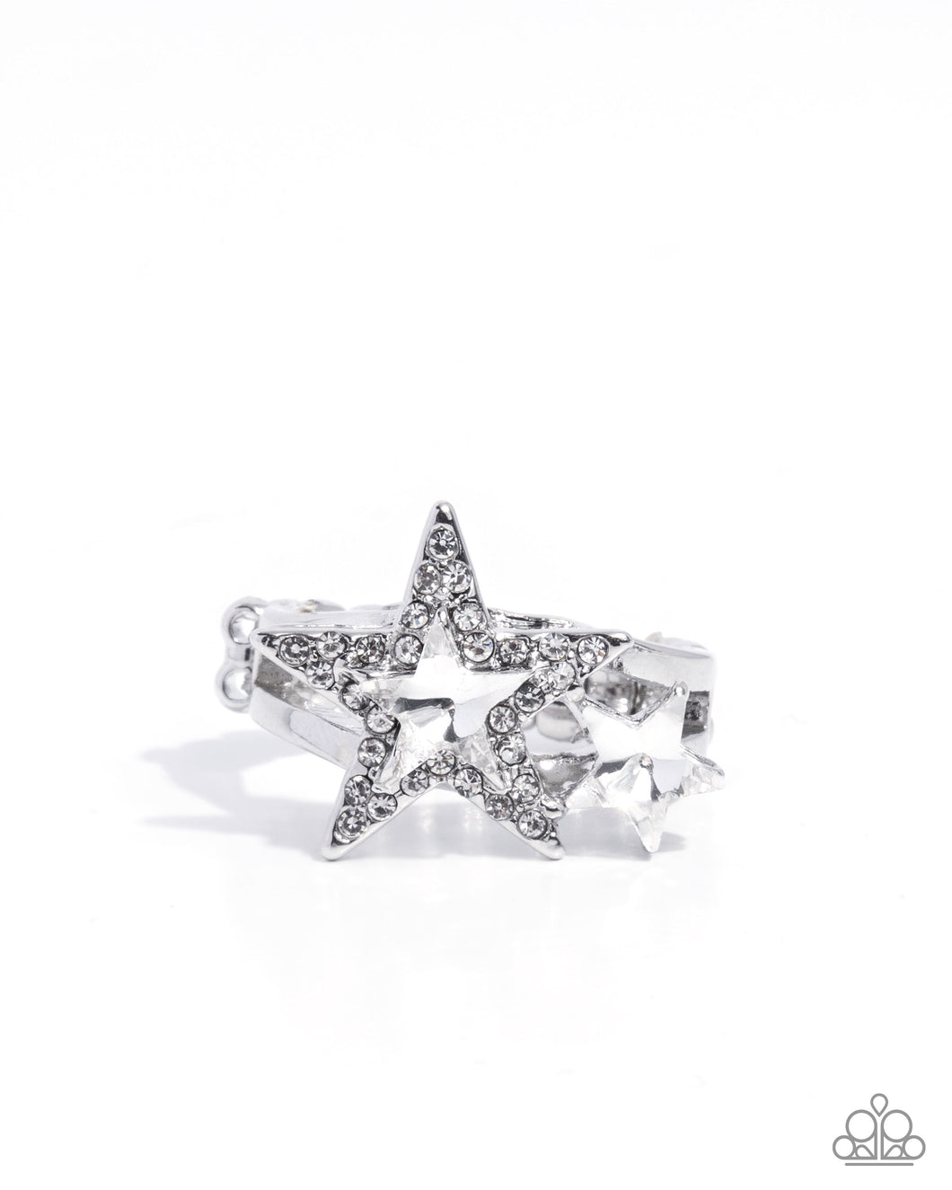 I Pledge Allegiance to the Stars - White (Rhinestone) Star Ring