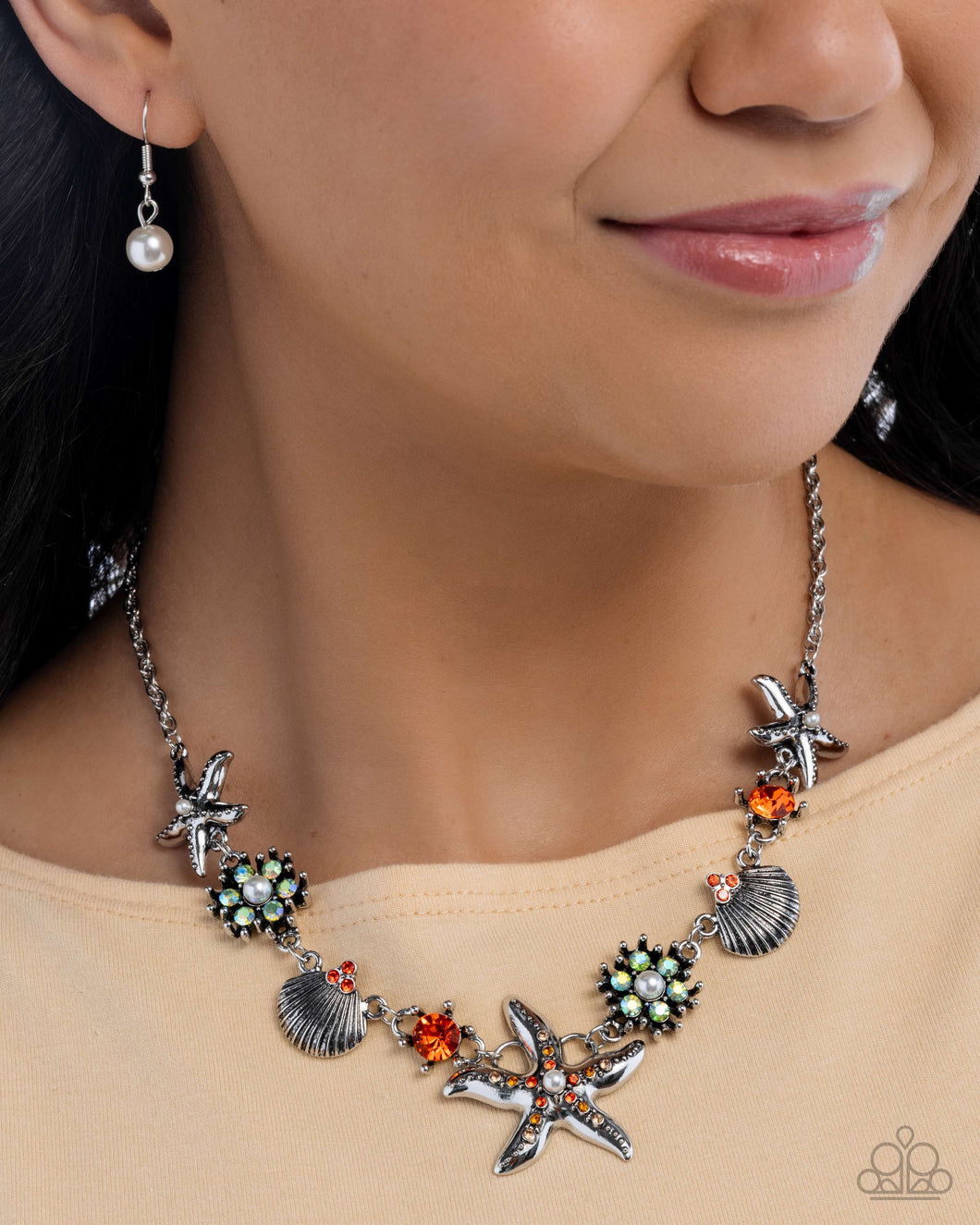 Starfish Solo - Complete Look - Orange Set: Starfish Song - Orange Necklace and Starfish Single - Orange Bracelet (BB-OG-KB)