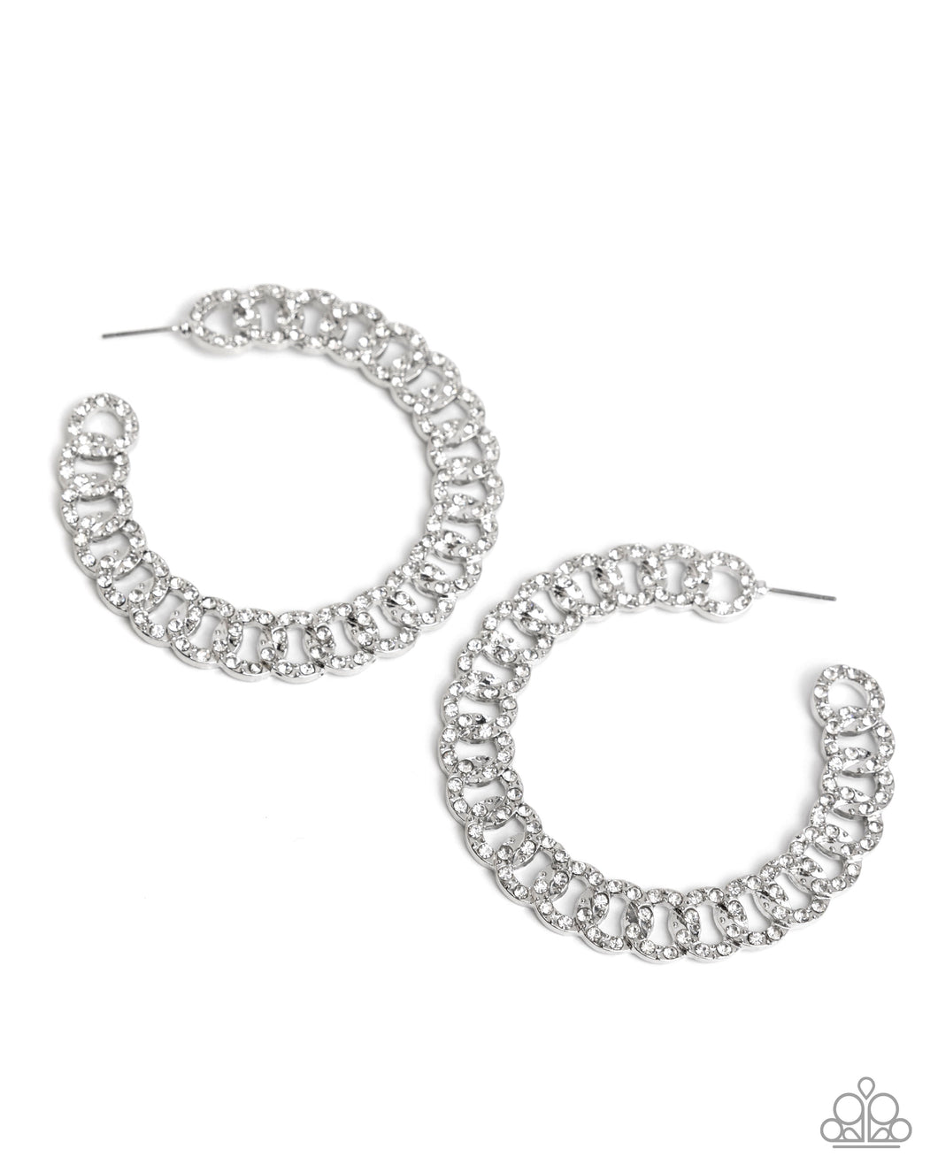 Interlocked Icing - White (Rhinestone) Earring (LOP-0825)