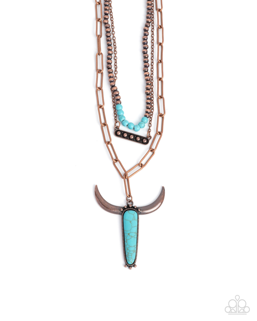 Longhorn Layers - Copper (Turquoise Skull) Necklace