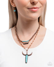 Load image into Gallery viewer, Longhorn Layers - Copper (Turquoise Skull) Necklace
