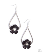 Load image into Gallery viewer, Tropical Teardrop - Black (Flower) Earring
