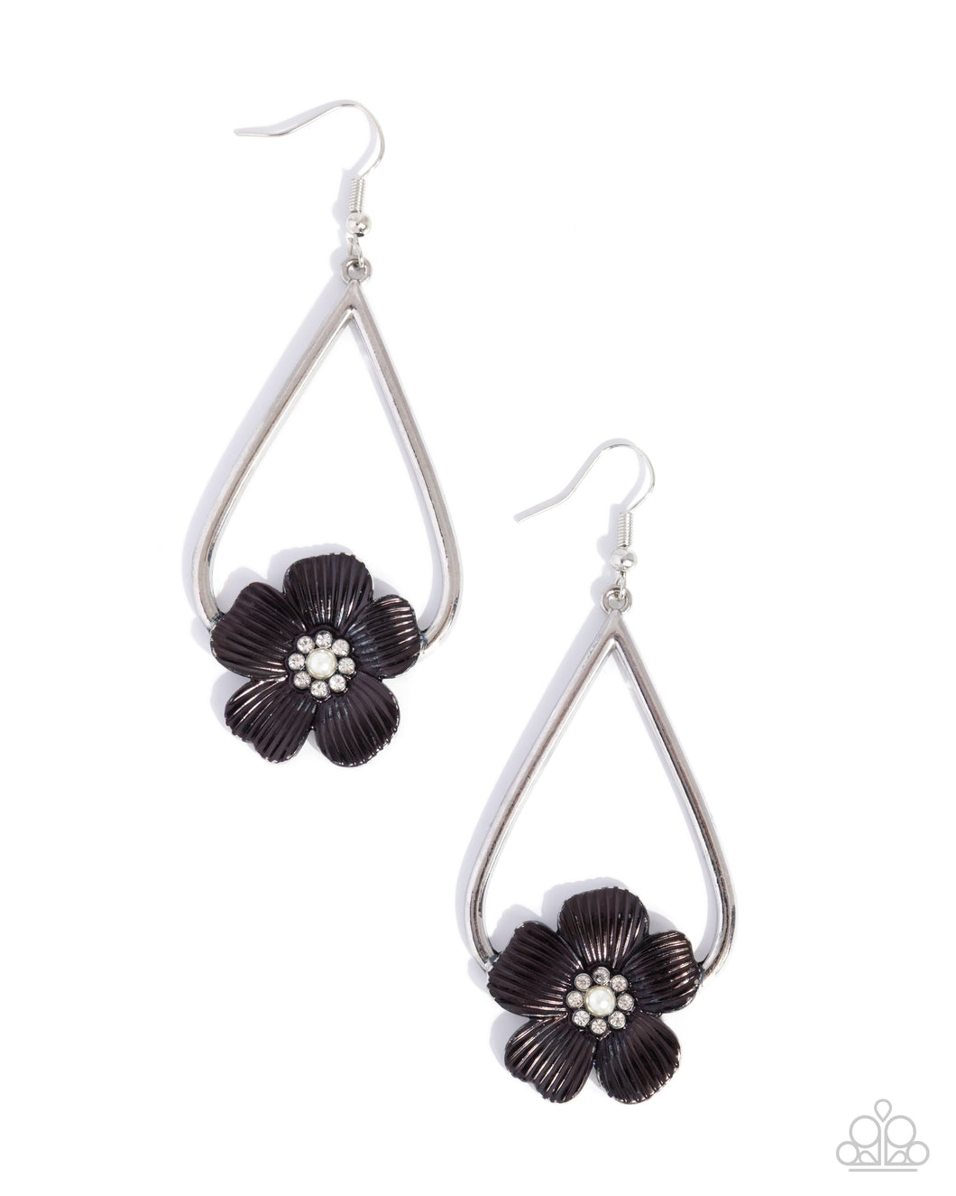 Tropical Teardrop - Black (Flower) Earring