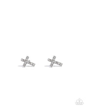 Load image into Gallery viewer, Sacred Shimmer - White Rhinestone (Cross) Post Earring
