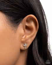 Load image into Gallery viewer, Sacred Shimmer - White Rhinestone (Cross) Post Earring
