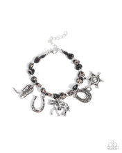 Load image into Gallery viewer, Cowboy Chorus - Black (Silver Western Inspired Charm) Bracelet
