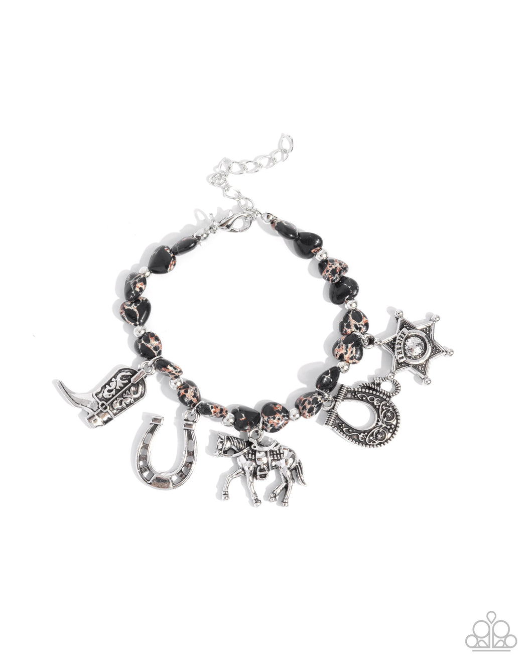 Cowboy Chorus - Black (Silver Western Inspired Charm) Bracelet