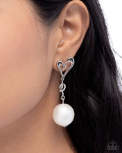 Load image into Gallery viewer, Sweetheart Sphere - White Pearl Silver Heart Post Earring
