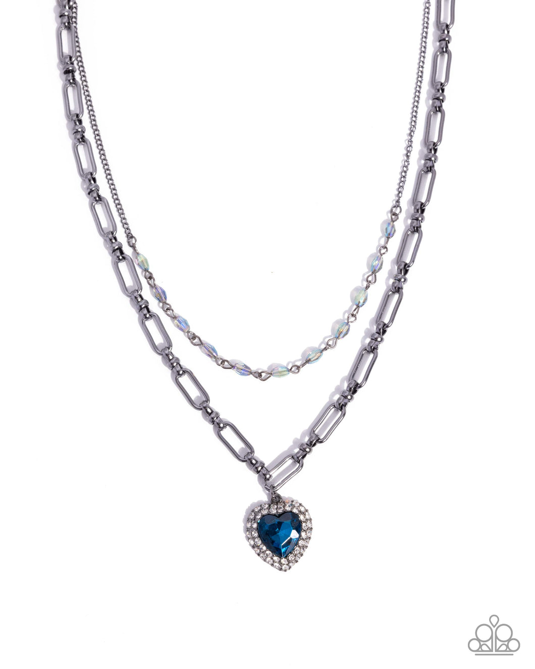 Match Made In HAUTE - Blue (Gunmetal Chain) Heart Necklace