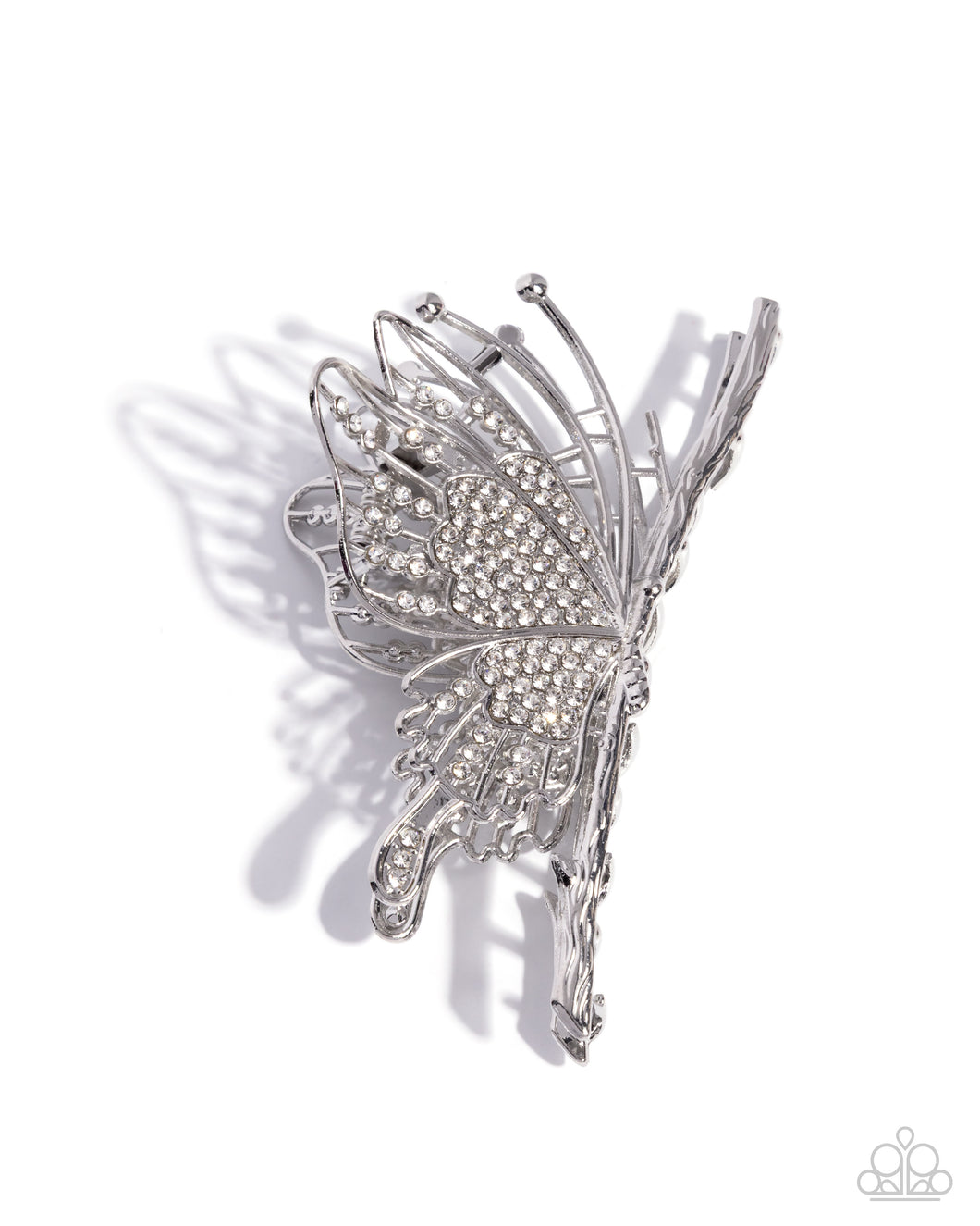 Layered Landing - White (Rhinestone) Claw Clip