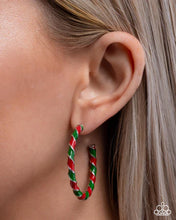 Load image into Gallery viewer, Candy Cane Lane - Multi (Red and Green Silver) Holiday Hoop Earrings
