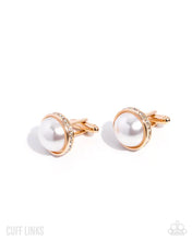 Load image into Gallery viewer, Posh Presentation - Gold White Pearl Cuff Links
