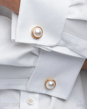 Load image into Gallery viewer, Posh Presentation - Gold White Pearl Cuff Links
