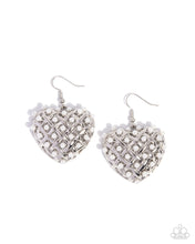 Load image into Gallery viewer, Woven Delight - White (Pearl) Heart Earring
