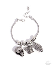 Load image into Gallery viewer, Part of the Team - White (Rhinestone) Sport-Inspired Charm Bracelet

