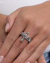 Load image into Gallery viewer, Holy Haute - White (Rhinestone) Cross Ring
