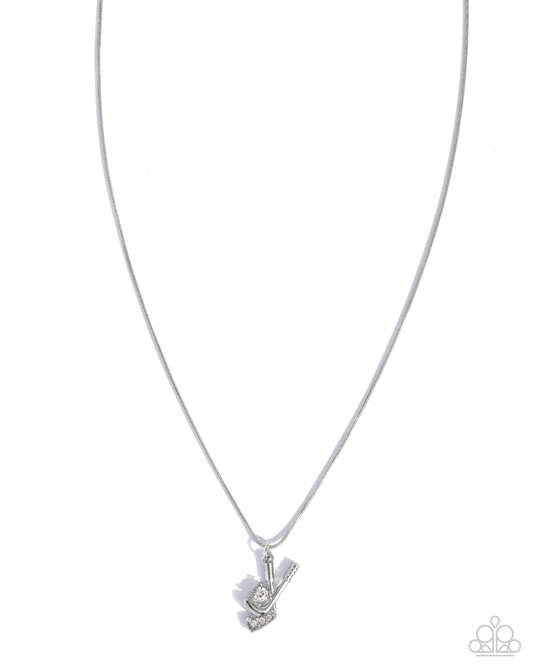 Hockey Game - White (Rhinestone) Necklace