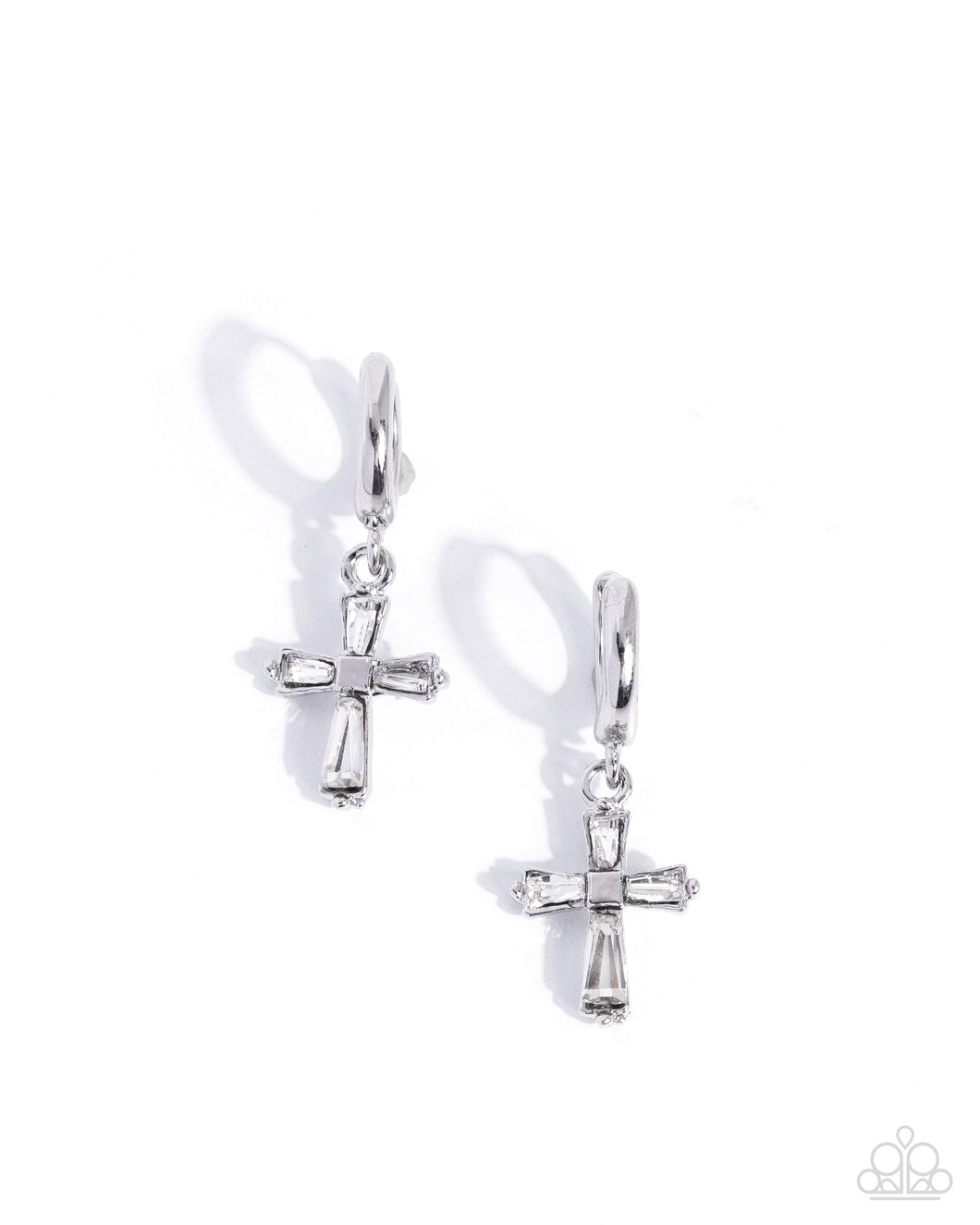 Sacred Shine - White (Gem) Cross Earring