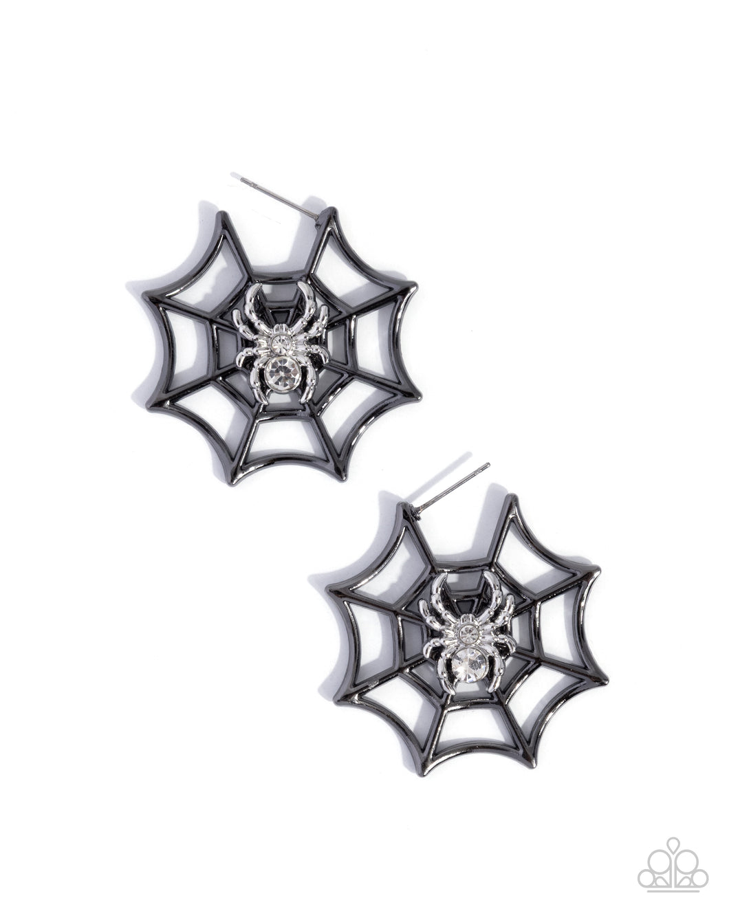 Spiderweb Showcase - Black (Gunmetal Spider) Hoop Earring