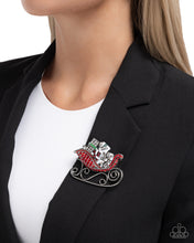 Load image into Gallery viewer, Sledding Shimmer - Red (Sleigh) Brooch
