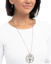 Load image into Gallery viewer, Tailored Tree - Green Gem Leaf Silver Lanyard Necklace
