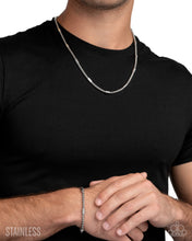 Load image into Gallery viewer, Barricade Bravado - Silver (Stainless Steel) Complete Look: Boldly Barricaded - Silver Necklace and  Brash Barricade - Silver Bracelet  (BB-SV-NS)
