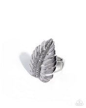 Load image into Gallery viewer, Lavish Leaf - White Rhinestone Stem  (Silver Leaf) Ring
