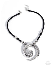 Load image into Gallery viewer, Sincere Spiral - Black (Cord) Silver Spiraled Pendant Necklace
