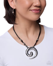 Load image into Gallery viewer, Sincere Spiral - Black (Cord) Silver Spiraled Pendant Necklace

