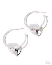 Load image into Gallery viewer, Fond Feature - Silver (Heart) Hoop Earring
