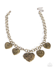 Load image into Gallery viewer, Chic Conclusion - Brass (Heart) Set: Happy Ending - Brass (Heart) Necklace and Elated Ending - Brass (Heart) Bracelet (BB-BR-PI)
