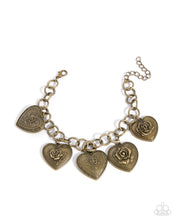Load image into Gallery viewer, Chic Conclusion - Brass (Heart) Set: Happy Ending - Brass (Heart) Necklace and Elated Ending - Brass (Heart) Bracelet (BB-BR-PI)
