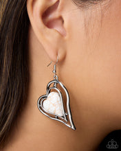 Load image into Gallery viewer, Grounded Gift - White (Marble) Heart Earring

