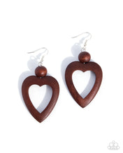 Load image into Gallery viewer, WOOD You Be My Valentine? - Brown (Wooden Heart) Earrings

