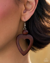 Load image into Gallery viewer, WOOD You Be My Valentine? - Brown (Wooden Heart) Earrings
