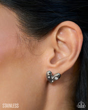 Load image into Gallery viewer, Adorable Act - White Rhinestone (Stainless Steel) Heart Post Earrings
