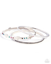 Load image into Gallery viewer, Romantic Request - Black Rhinestone (Silver Bangle) Bracelet
