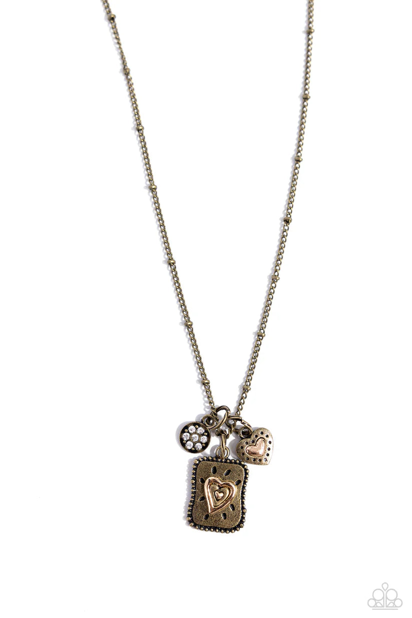 Antiqued Admiration - Brass (Heart/Inspiration) Necklace