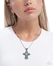 Load image into Gallery viewer, Celestial Color - Blue (Turquoise) Cross Necklace
