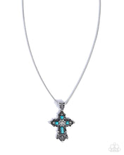 Load image into Gallery viewer, Celestial Color - Blue (Turquoise) Cross Necklace
