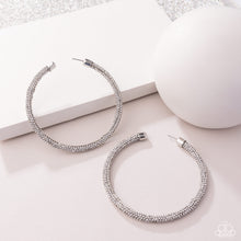 Load image into Gallery viewer, Classy Condition - White (Glittery Rhinestone) Hoop Earring (LOP-0525)
