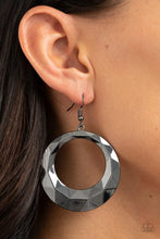 Load image into Gallery viewer, Fiercely Faceted - Black (Gunmetal) Earring
