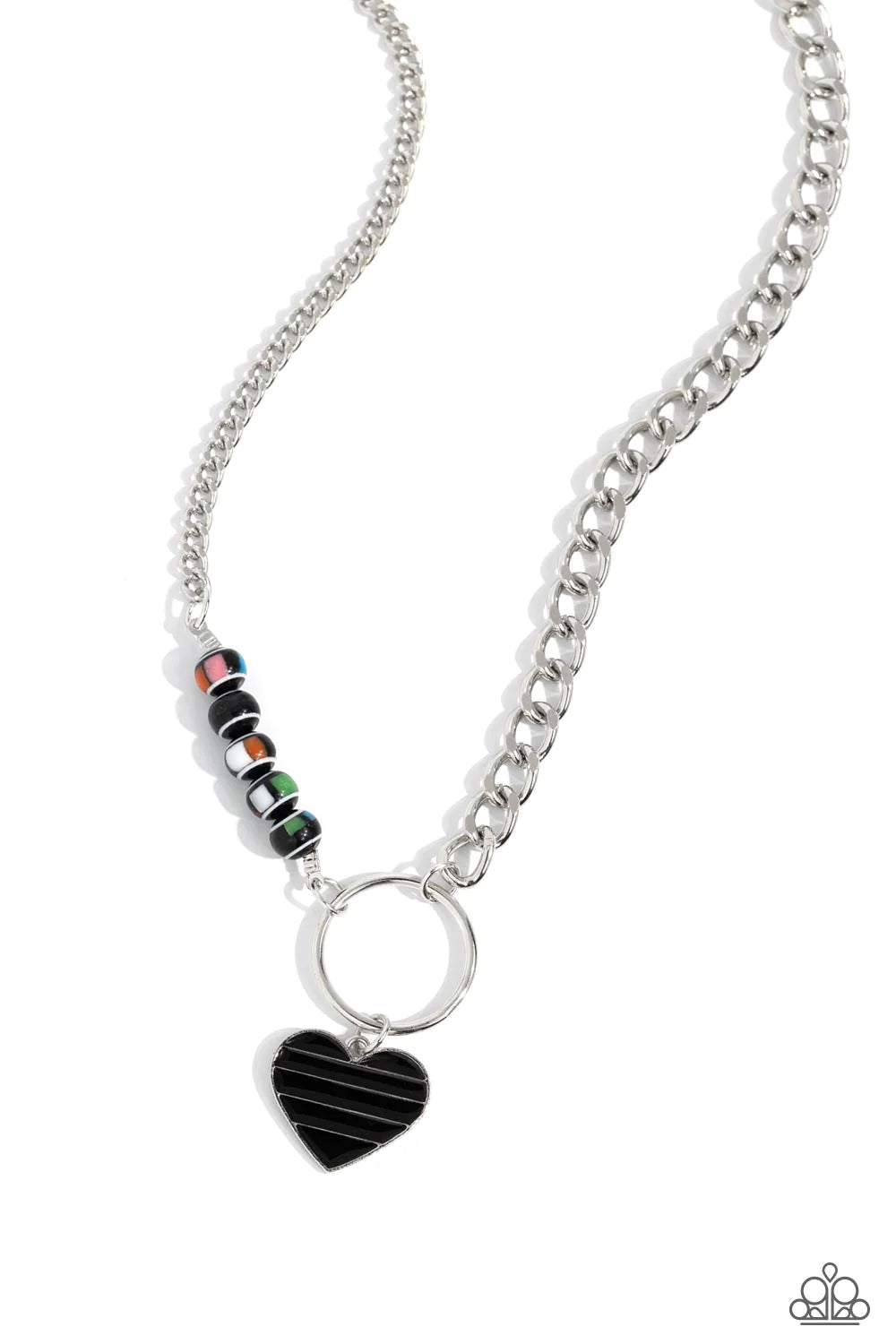 Mismatched Mayhem - Black (Beads and Heart) Necklace