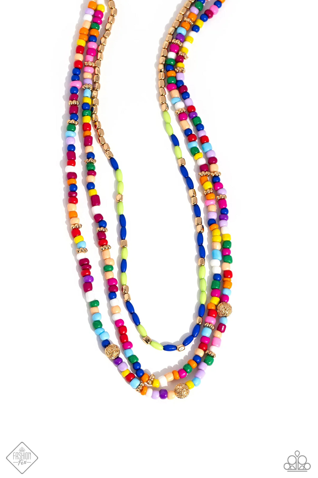 Multicolored Mashup - Gold Necklace (SS-1223)