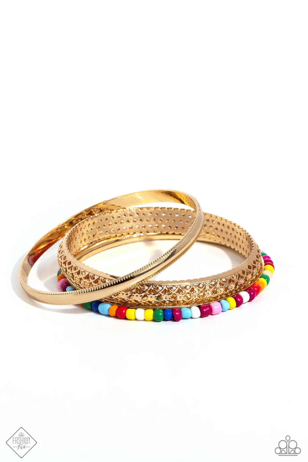 Multicolored Medley - Gold (Bangle) Bracelet (SS-1223)