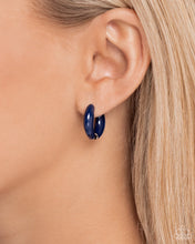 Load image into Gallery viewer, Pivoting Paint - Blue Hoop Earring
